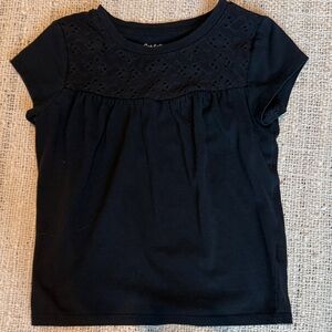 Cat & Jack Black Short Sleeve Tee with Lace Detail